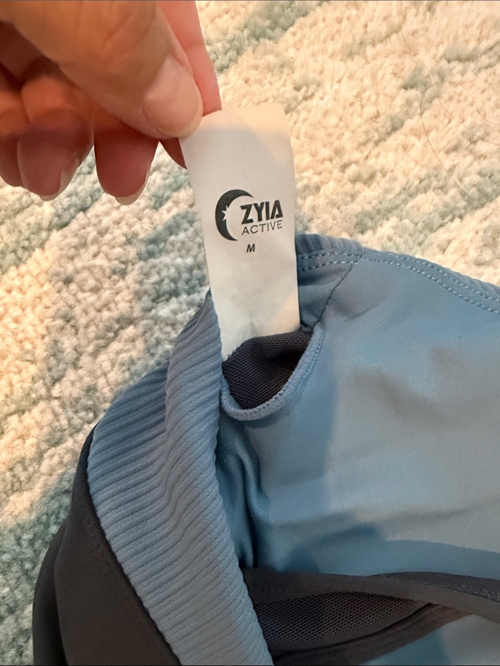 ZYIA Two-Piece Blue & Black Active Set - Ribbed Sports Bra & Leggings - Picture 3 of 3